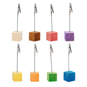 Magideal - 8 Piezas Porta Tarjetas De Lugar Clips De Madera De Colores Diy Carpeta De Notas De Registro Rústico Soporte De Mesa Para Apartamento Hogar Restaurant