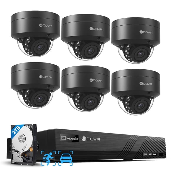 Sistema de seguridad PoE Forcovr de 8 canales 4K, 6 cámaras IP de 5 MP, IP67, 2 TB