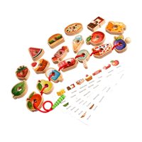 Magideal - Cuentas De Madera Para Atar, Ensartar Y Apilar, Bloques, Regalos, Juguetes De Aprendizaje Preescolar, Juguetes De Motricidad Para Niños, Bebés, Niños