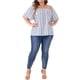 thumbnail image 2 of Agnes Orinda Blusa de Vacaciones con Estampado Boho de Talla Grande para Mujer, Hombros Descubiertos, Manga Corta, 1X Blanco, 2 of 6