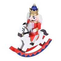 Magideal - Cascanueces Decoración Navideña Figura Coleccionable Marioneta Soldado De Madera Escultura Clásica En Caballo Balancín Adecuado Para Fiestas Y Decorar Rojo