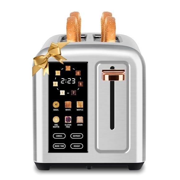 Tostadora Para 2 Rebanadas Con Pantalla Táctil 1350w Plateada