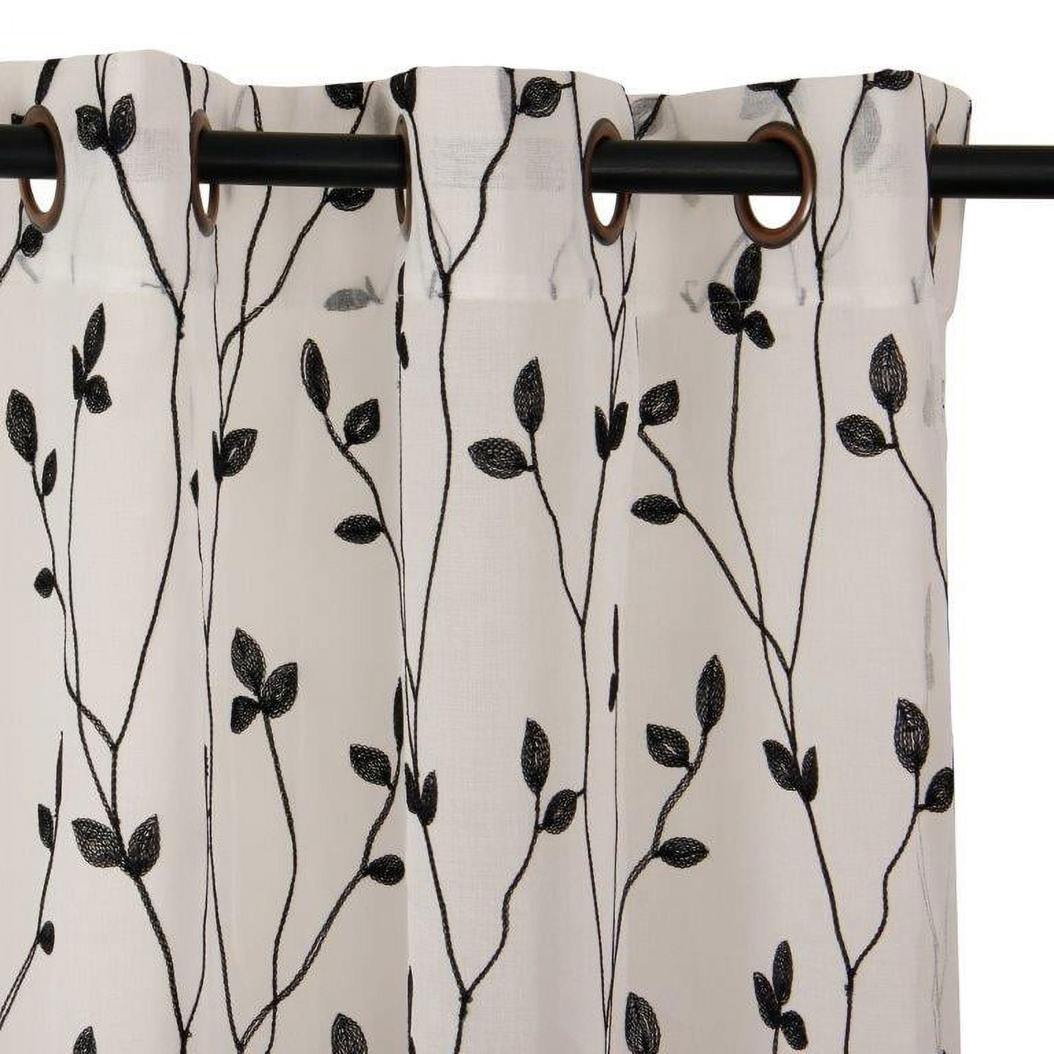 Masel - Set 2 Cortinas Velo Bordado Teresita 1.40 X 2.25 Negro