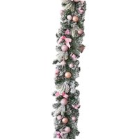 Magideal - Corona Navideña De Ratán Artificial, Decoración Artesanal, Adorno Colgante En La Pared Decorativo De 6 Pies Para Puerta Delantera, Ventana, Fiesta Int Rosa