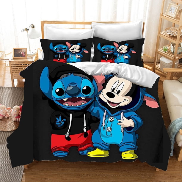 Lilo And Stitch Cartoon Disney Children Double Duvet Cover 3d Children'S Bedding Set Reactive Cute Printing Home King Size