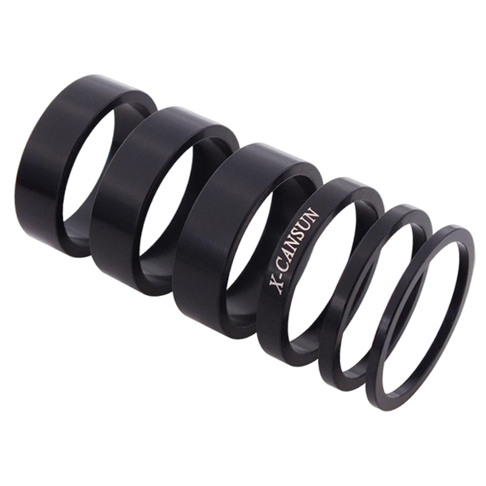 Magideal - 6 Piezas Separador De Dirección Bicicleta Espaciador Juego Aluminio Duradero Ligero Práctico Adecuado Para Reparación Accesorios Bicicleta Ruta Montañ Negro