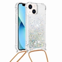 Funda Foxdock Para Iphone 15 Plus Con Cuerda Ajustable, Brillo Líquido, Protección Antigolpes Y Lente – Ideal Para Regalo