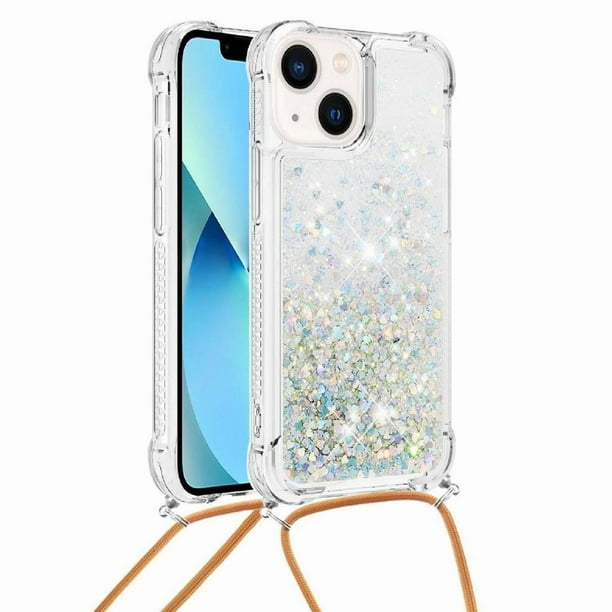 Funda FOXDOCK para iPhone 15 Plus con Cuerda Ajustable, Brillo Líquido, Protección Antigolpes y Lente – Ideal para Regalo