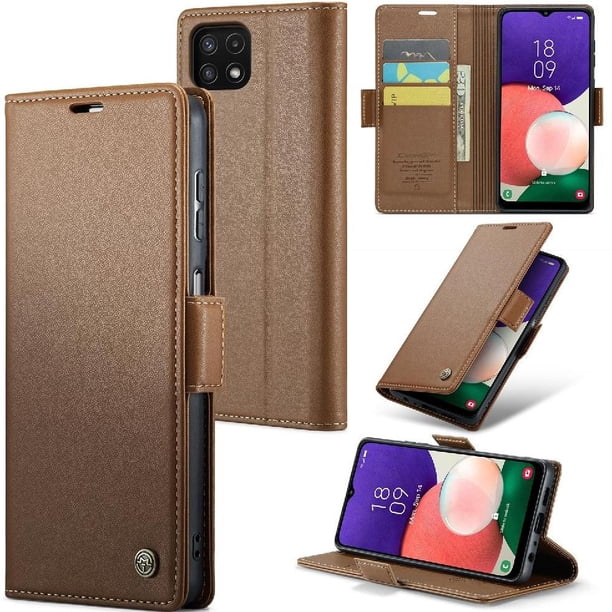 CaseMe tipo cartera Samsung Galaxy A22 5G con cierre magnético, RFID, tarjetero, soporte, carga inalámbrica