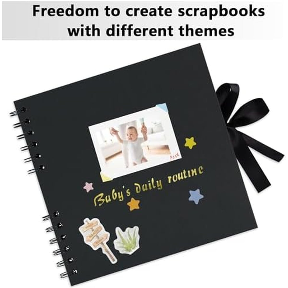 Álbum Scrapbook Vienrose 8x8 Pulgadas Negro 40 Hojas Diy
