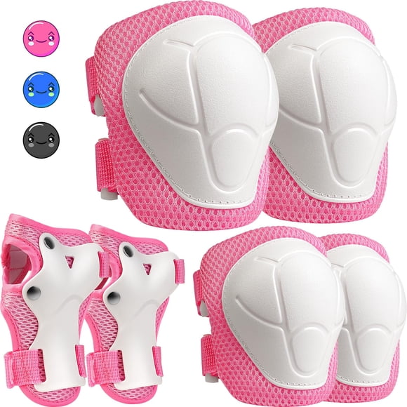 Set de protección infantil DARME con rodilleras, coderas y muñequeras rosa