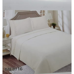Genérico - Juego De Sábanas Con Broderíe 2 Plazas - Crema M8717