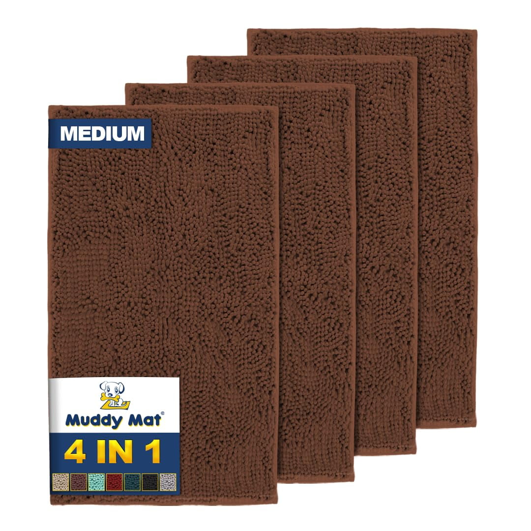 Felpudo Muddy Mat, 4 Piezas, Marrón, Tamaño Mediano, 76 X 48 Cm, Microfibra