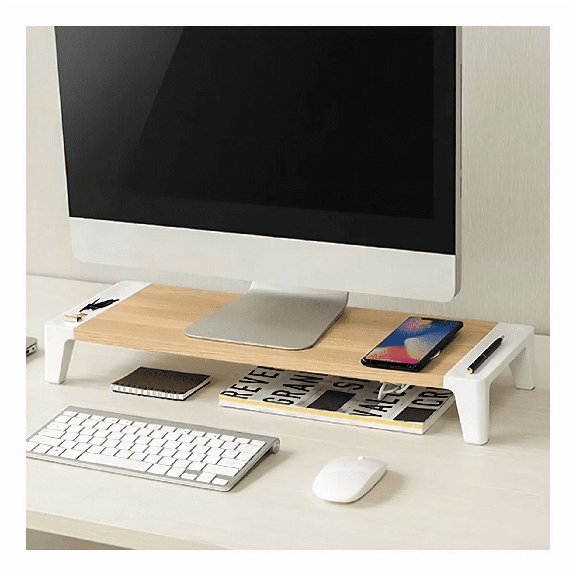 Macrotel - Soporte Monitor Elevador Con Cargador Inalámbrico Qi Beige