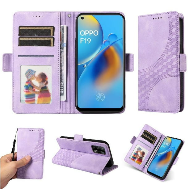 Carcasa FOXDOCK OPPO A74 4G de cuero PU, diseño acolchado clásico, protección contra caídas y rayones