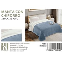 Mundo Shopping - Manta Frasada Con Chiporro Diseño Liso King Azul