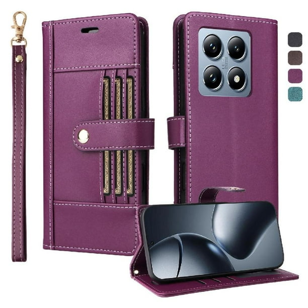 FOXDOCK Funda tipo Cartera para Xiaomi 14T Pro – Cubierta de Cuero PU con Múltiples Ranuras, Bolsillo para Efectivo y Correa de Muñeca