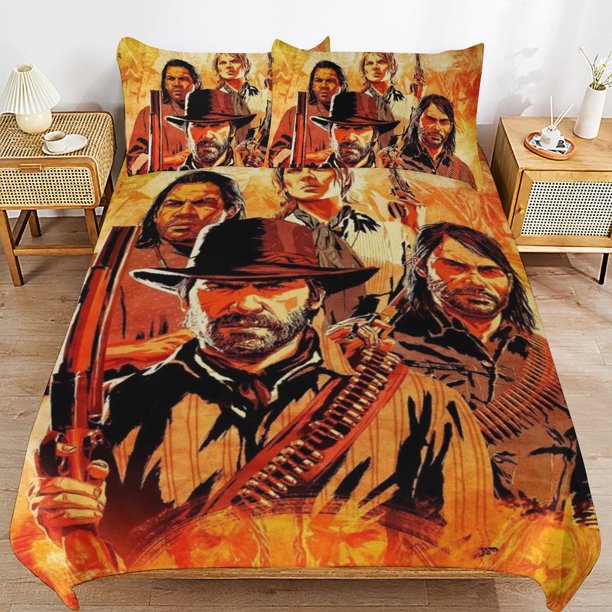 Red Dead Redemption Comforter Set 3 Pieces Quilt Cover Set Soft Bedding Sets for All Seasons