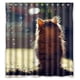 thumbnail image 1 of Cortina de ducha con diseño de gato y animales, juego de cortinas de baño con ganchos, tamaño 60 x 72 pulgadas, 1 of 3