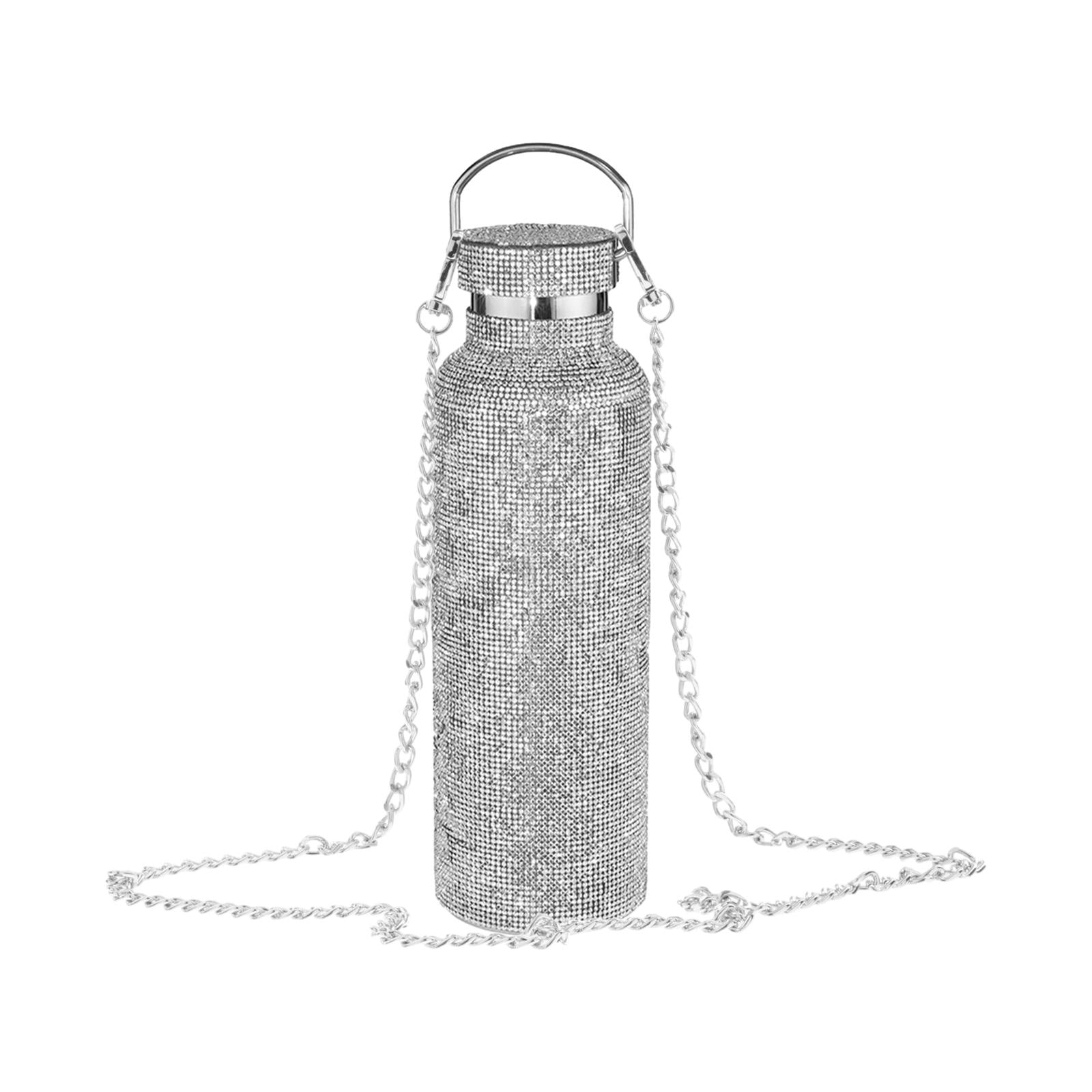 Magideal - Botella Creativa Con Cadena 500ml / 17oz Aspiradora Portátil Con Gas Para Acampar Deportes Senderismo Para Mujeres Hombres, Taza De Aislamiento , Plata Ab