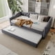thumbnail image 2 of Twin Size Upholstered Daybed with Trundle and USB Charging Design, Sturdy Wood Slat Support, Wood Bed Frame for Bedroom/Guestroom/Dorm,Plush Velvet Fabric,Gray, 2 of 3