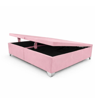 Base Cama Baúl 2 Plazas Felpa Palo Rosa Lore | Diseño Premium + Gran Almacenaje