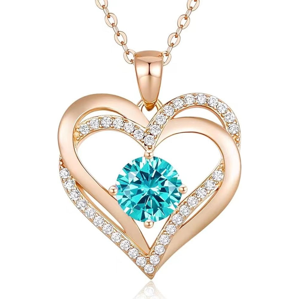 Collar Heshpaws Love Pendant Con Birthstone Zirconia Y Caja De Regalo