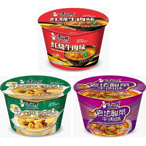 Fideo Instantaneo En Potes Kang Shi Fu Pack 3 Sabores