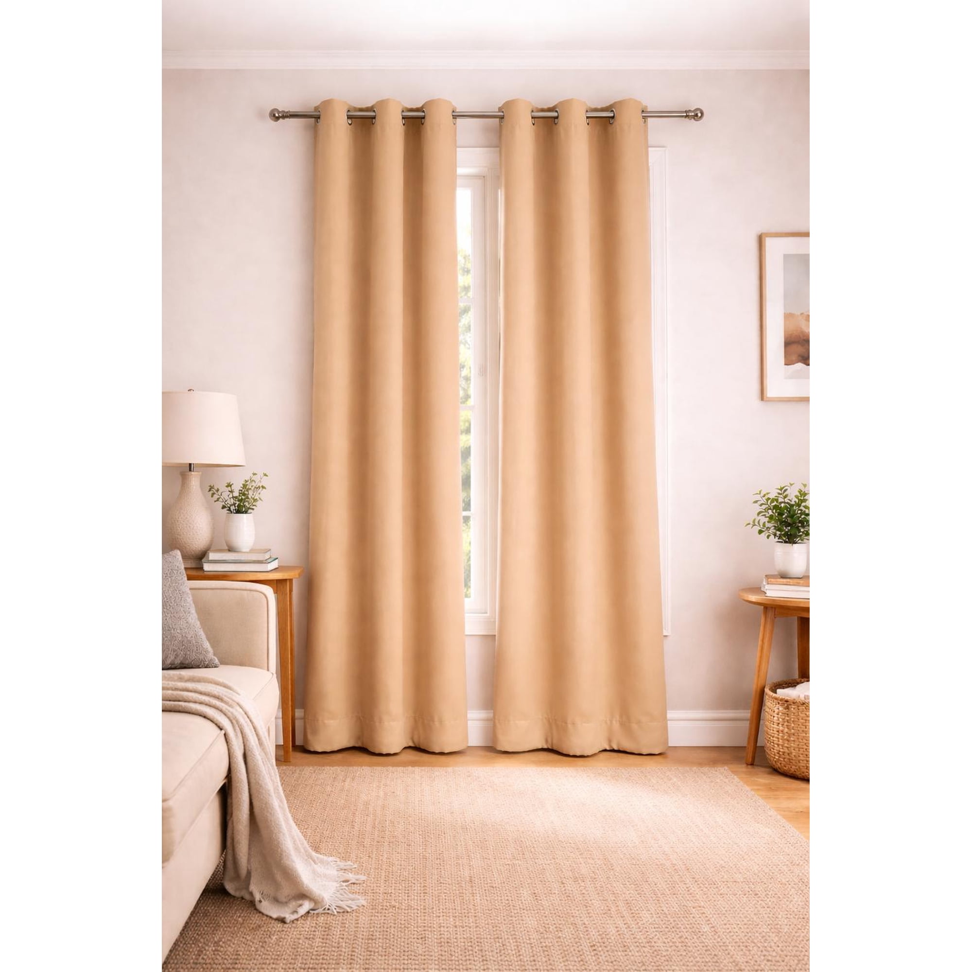 Clems - Cortina 100% Blackout De Tela Engomada 2 Paños Dorado