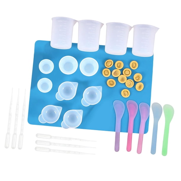 Juego De Tazas Medidoras Reutilizables Juego De Herramientas De Pegamento De Alfombrilla De Silicona Cuchara Pintura 36 Piezas