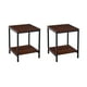 thumbnail image 1 of Pack de 2 Veladores Mesa Auxiliar Lateral de 2 Niveles - Madera Oscura Walnut, 1 of 4