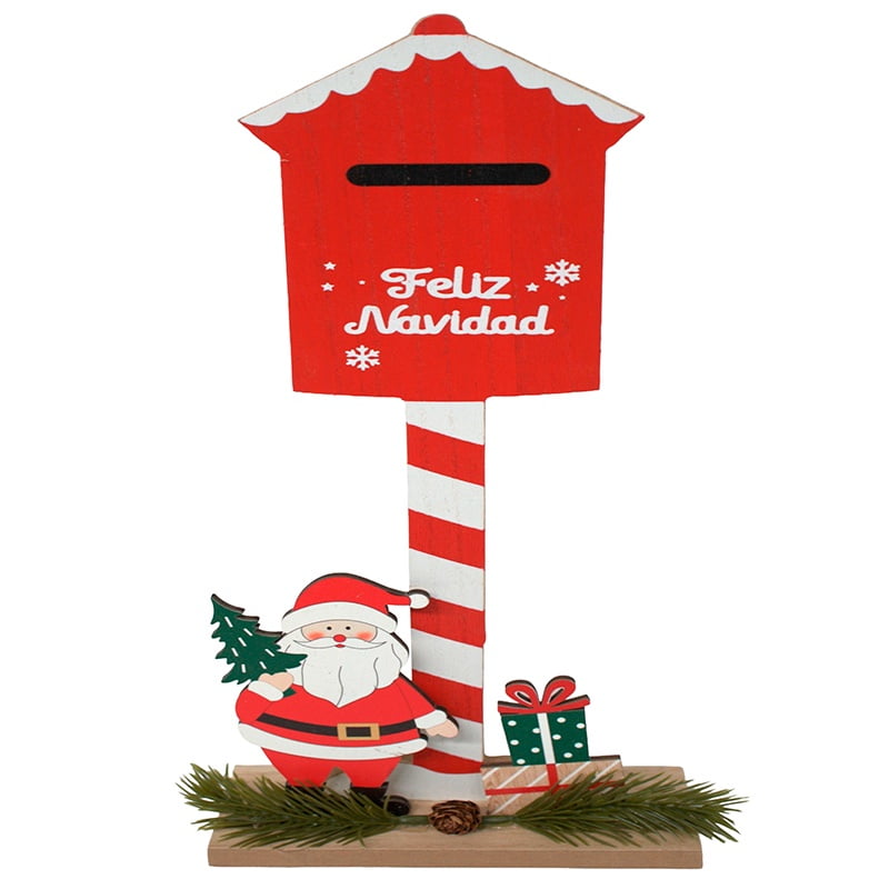 Wakeshome - Letrero Buzon De Santa Decorativo Adorno De Navidad 33x14cm
