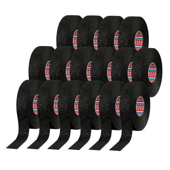 Cinta tesa 19 mm x 15 m, 16 rollos, negro, forro PET (fleece)