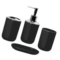 Magideal - Accesorios De Baño Conjunto De Cepillador De Dientes Decoración Del Baño Con Calabazas De Jabón Elegante Para Jabón Dispensador De Jabón Para Encimera Negro