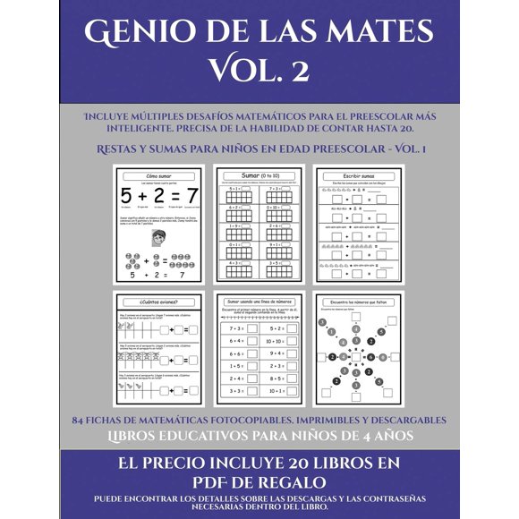 Libros educativos para niños de 4 años (Genio de las mates Vol. 2)