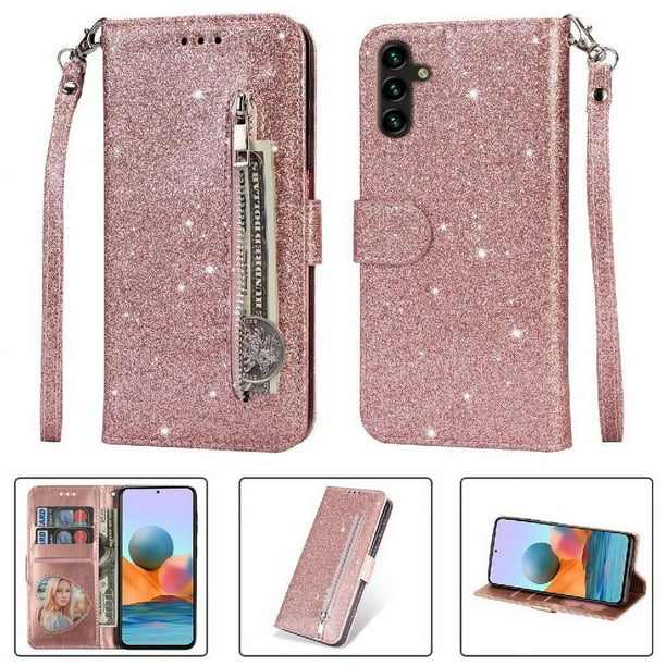 Funda para FOXDOCK Elegante funda Samsung Galaxy A34 5G Glitter con cremallera-Ideal para el uso diario