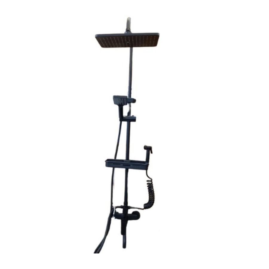 Click Ventas - Columna Ducha 4 Funciones Cuadrada Con Repisa Bidet Negro