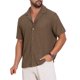 thumbnail image 4 of Camisa de Hombre de Jacquard Hueco con Cuello Campestre y Manga Corta Textura de Playa L Marrón, 4 of 5