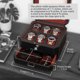 thumbnail image 2 of Caja de relojes ROTHWELL de 6 compartimentos en cuero negro/rojo, 2 of 9