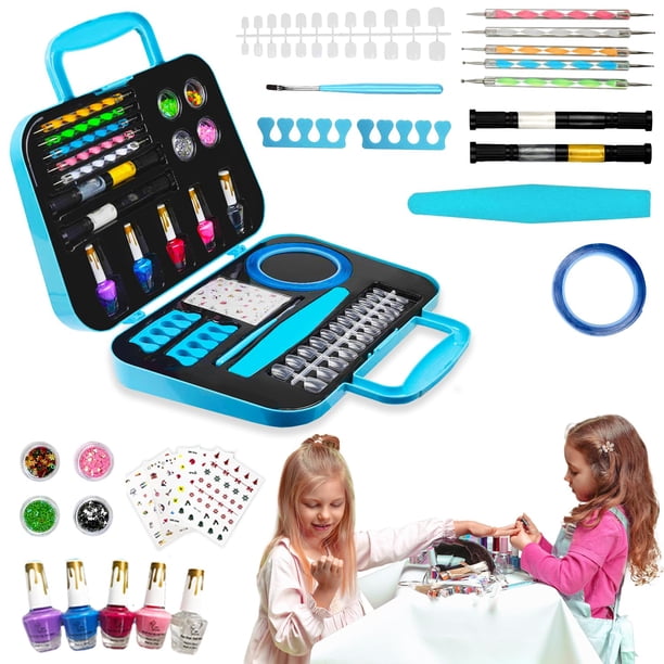 Kit de decoración de uñas Toysical para niñas, juego de esmaltes de uñas para niños de 6 a 12 años