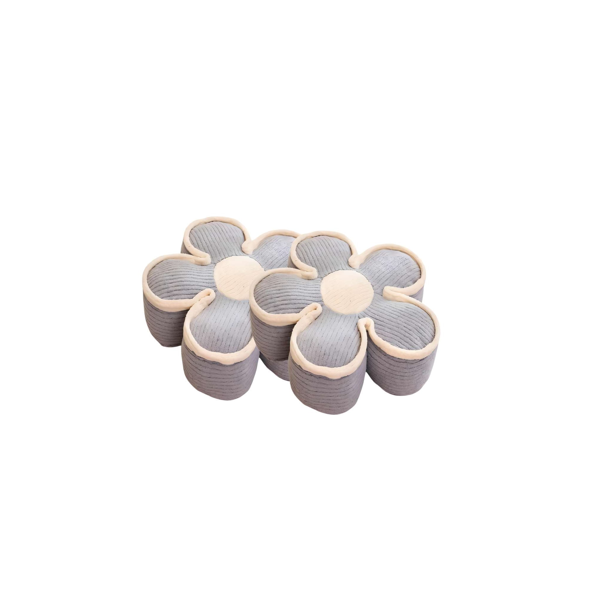 Genérico - Set De 2 Cojines Decorativos En Forma De Flor Color Gris Con Borde Beige