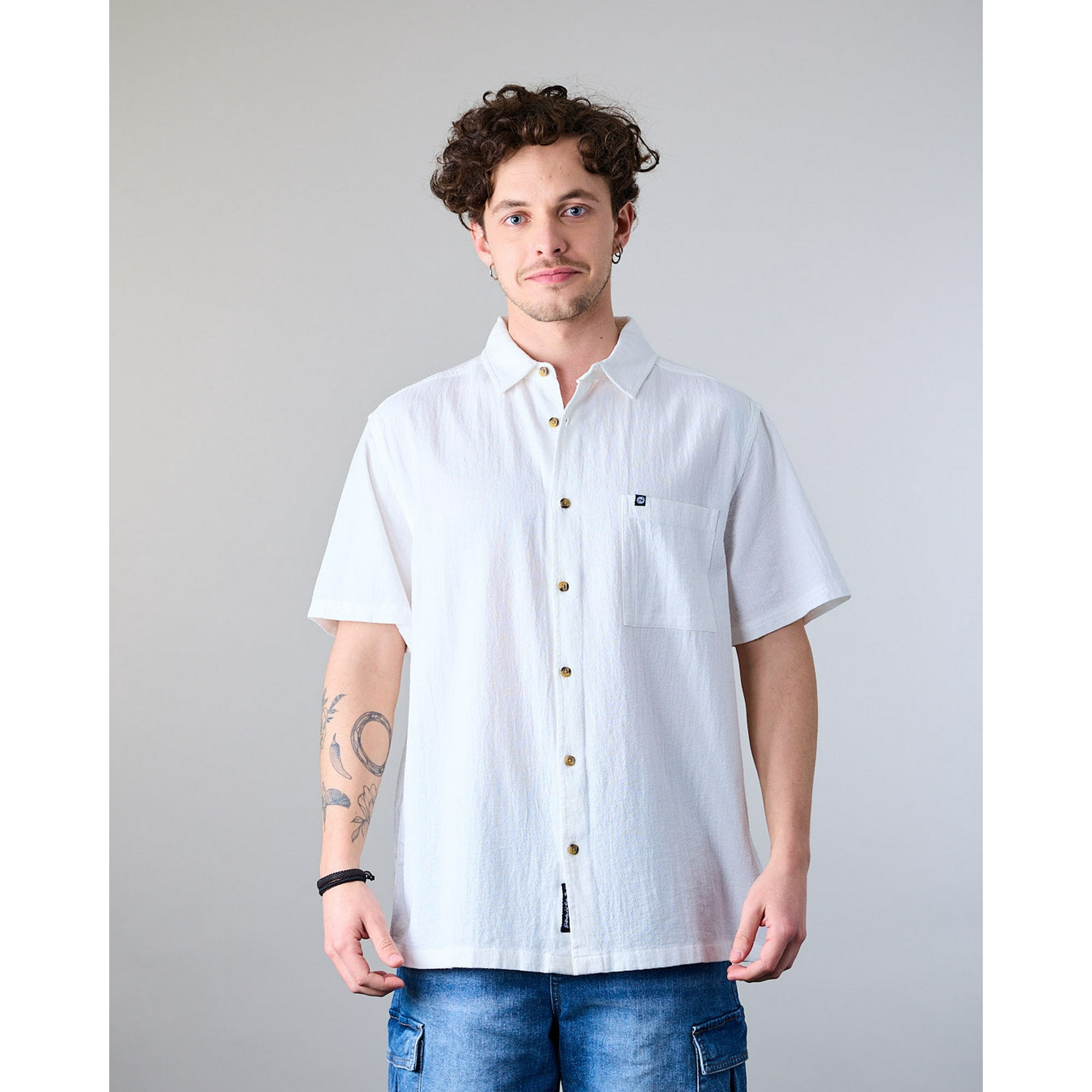 Camisa Manga Corta Hombre Algodón Con Textura Xv5782 Polemic
