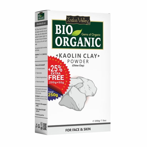 Arcilla de Caolín Blanco INDUS VALLEY 250 g Grado Cosmético en Polvo