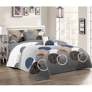 Casadeliacl - Cubrecama King Grande Quilt Verano Moderno Elegante Tf Gris Oscuro Círculos