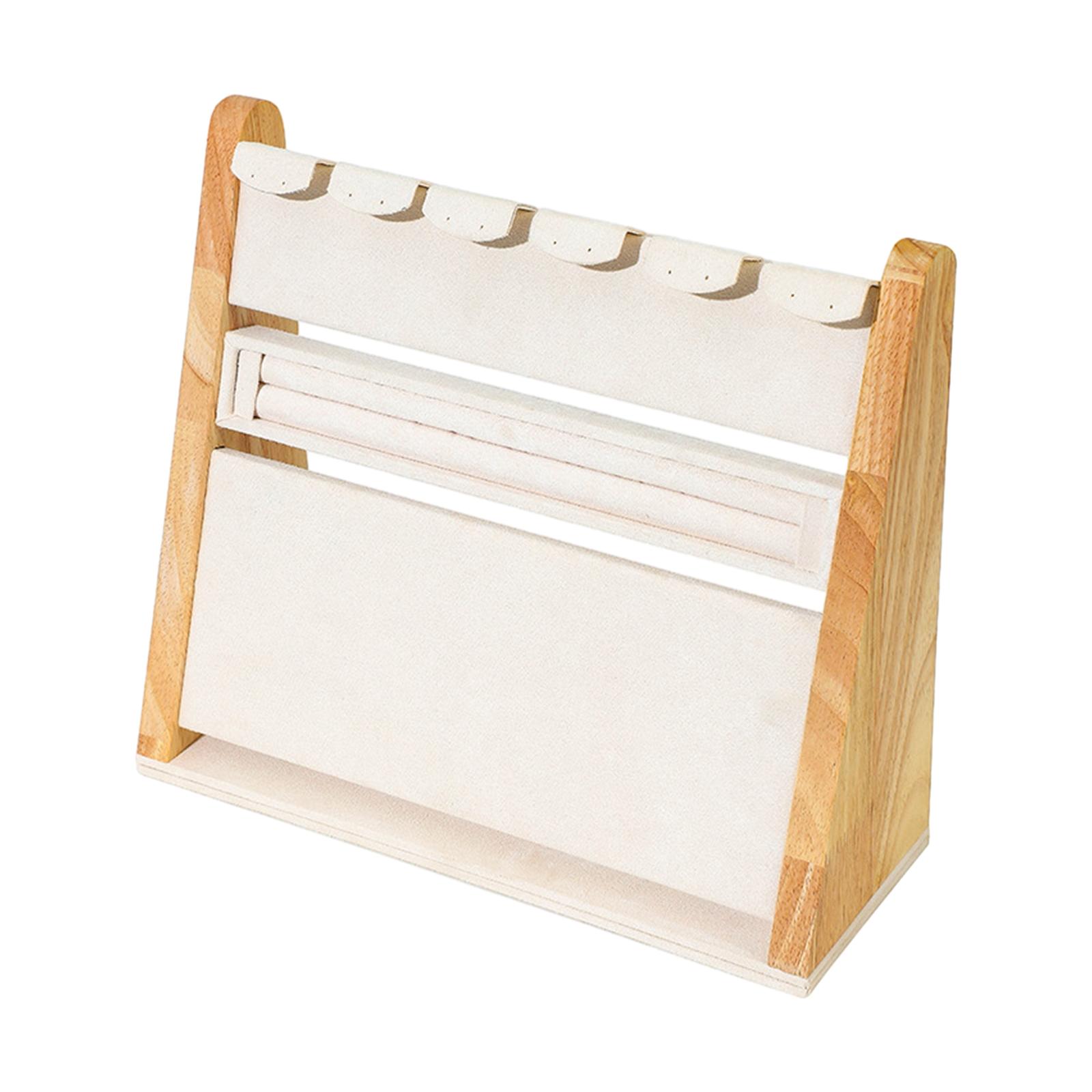 Magideal - Soporte De Exhibición De Joyería, Estante De Exhibición De Joyería Vertical, Soporte De Joyería De Madera Exhibición De Organizador De Joyería, Panel Beige