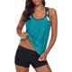 thumbnail image 1 of Tankini push-up con espalda en T, estampado a rayas y pantalones cortos para mujer, 1 of 7