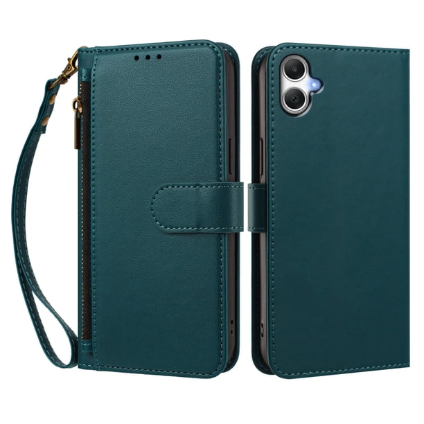 Funda Tipo Billetera para samsung galaxy A07 4G/5G con Soporte y Bolsillo con Cierre Verde