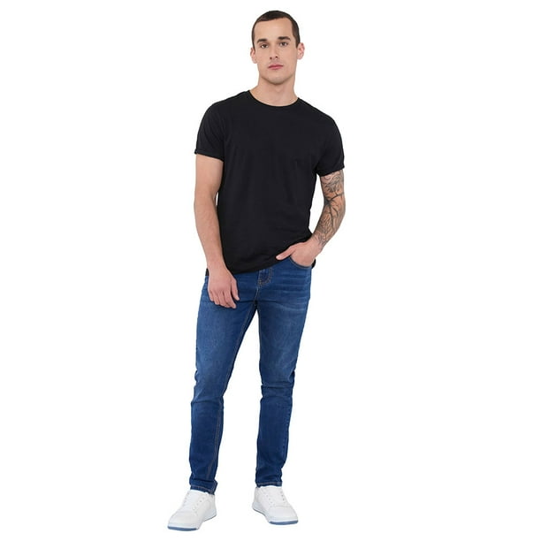 Jeans Hombre Spandex Skinny Fit Azul Medio Corona