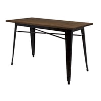 Tododescuento - Mesa Comedor Tolix 120X60X75 Cm Negra Con Base En Madera