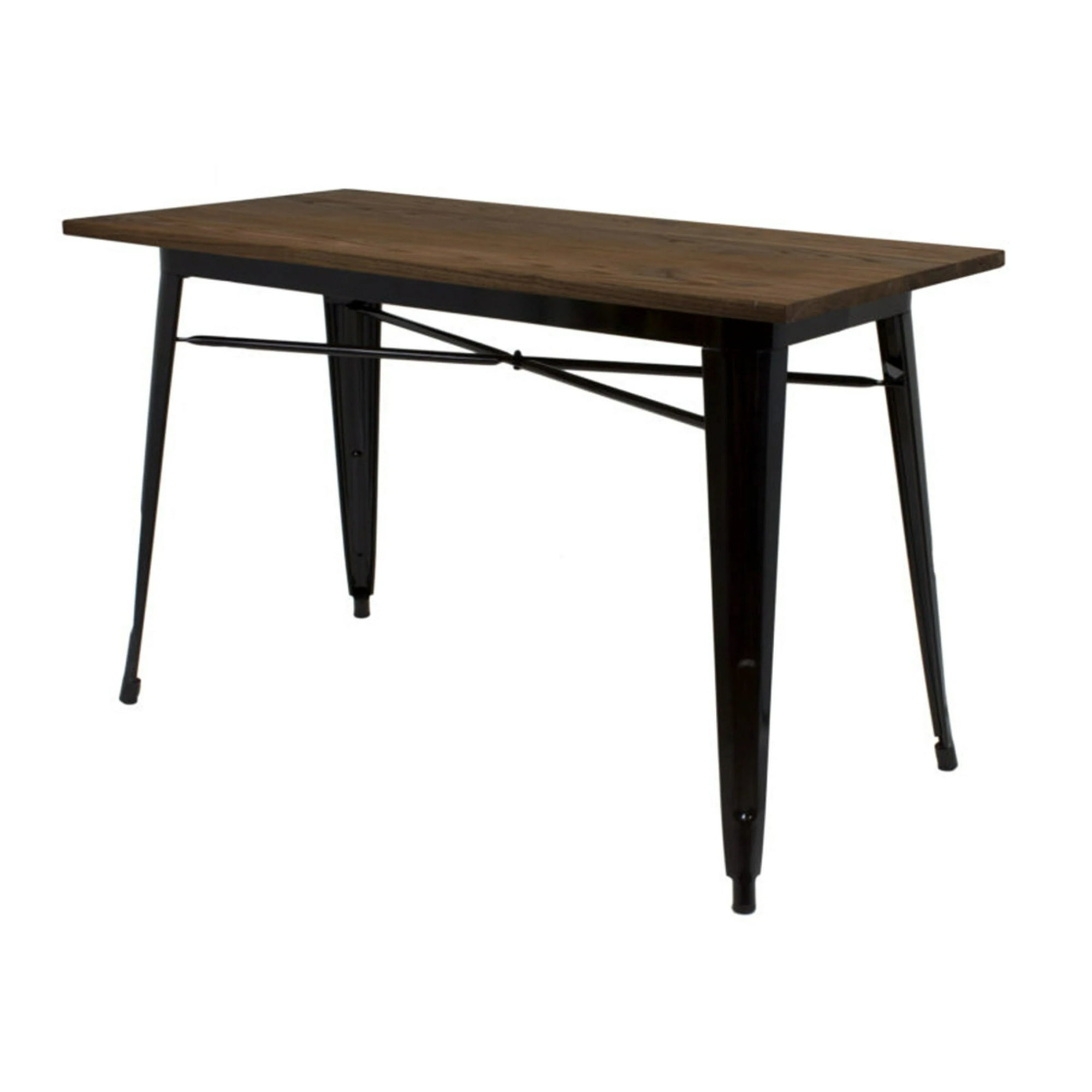 Mesa Comedor Tolix 120X60X75 Cm Negra Con Base En Madera